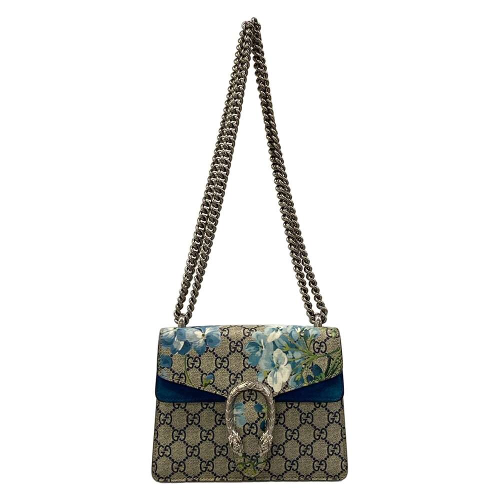 Gucci Dionysus/GG Blooms Shoulder Bag 421970 Navy Cream Multi PVC Suede